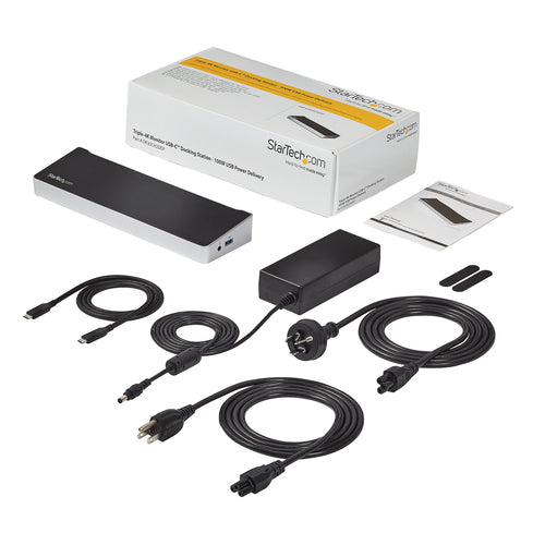 Startech Usb-C 4K Dock, Triple Display, Dp(2), Hdmi, Usb(4), Usb-C(2), 100W, Ac, 3Yr