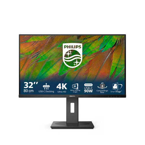 Philips 32" (16:9) Monitor, Uhd Ips, Hdmi(2), Dp, Usb(5), Usb-C, Lan, H/ Adj, 4Yr