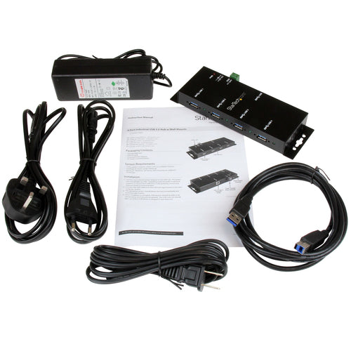 Startech 4 Port USB 3.0 Hub, Industrial, Metal, Esd Protection, Mount, 2Yr