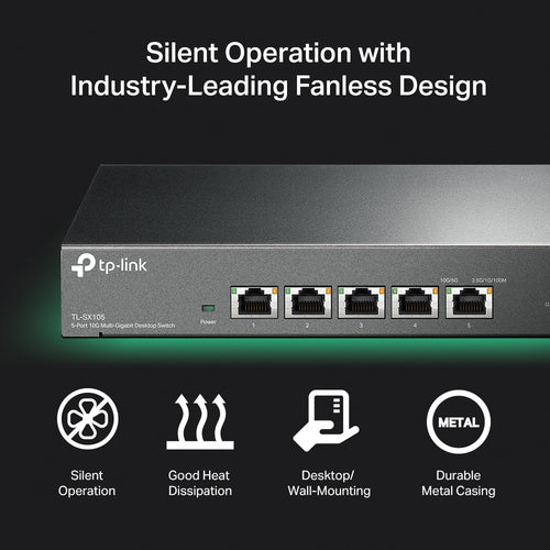 Tp-Link 5-Port Unamanged 10G Switch, Metal Case, 5Yr