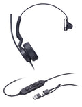 Yealink Wired (Uh44) Ms Mono Headset,Noise Cancelling Mic, USB C Native, C To A Adapter