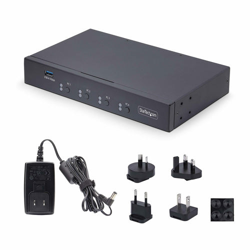 Startech 4-Port Km Switch With Mouse Switching, USB Switch For Keyboard/Mouse, 3.5Mm/Usb A