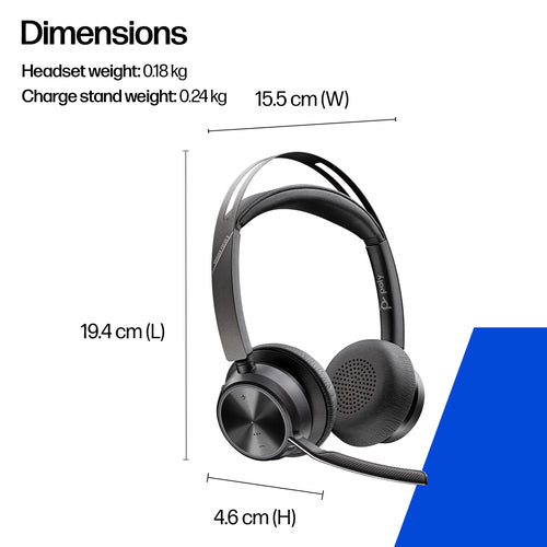 HP Poly Voyager Focus 2 Uc Stereo Headset Anc Bt700 Usb-C Dongle Pc/Mob Incl Usb-A Adaptor