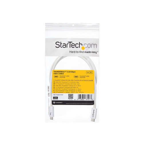 Startech 1M T/Bolt3 Cable, 20Gbps, 100W Pd, White, 2Yr