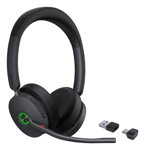 Yealink Wireless (Bh74) Uc Stereo Bluetooth Anc Headset, Bt51 Dngle, Black, C To A Adapter