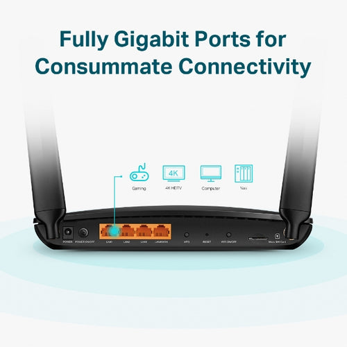Tp-Link Archer Ac1200 4G+ Dual-Band Router, Cat6, Mu-Mimo, Easymesh, Gbe(4), 3Yr