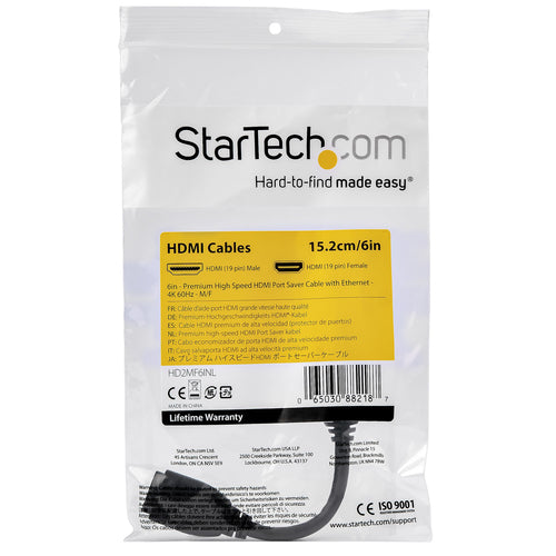Startech 6In HDMI 2.0 Port Saver Cable - Gripping Connector - 4K 60Hz Ltw