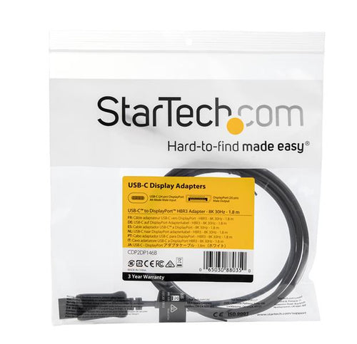 Startech 2M Usb-C (T/Bolt3) To Dp1.4 Adapter Cable, 8K, 3Yr