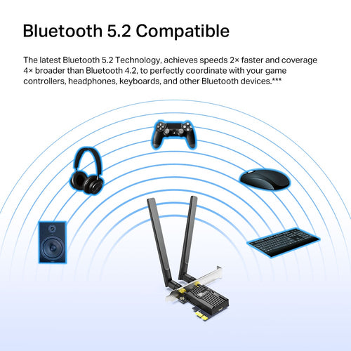 Tp-Link Archer Ax3000 Bluetooth 5.2 Pcie Wi-Fi 6 Dual-Band Adapter, High Gain, 3Yr