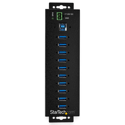 Startech 10 Port USB 3.0 Hub, Industrial, Metal, Esd & Surge Protection, Mount, Dc, 2Yr