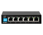 D-Link 6P 10/100Mbps PoE Switch With 4 Long Reach PoE Ports (60W )And 2 Uplink Ports