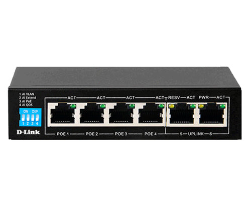 D-Link 6P 10/100Mbps POE Switch With 4 Long Reach POE Ports (60W )And 2 Uplink Ports