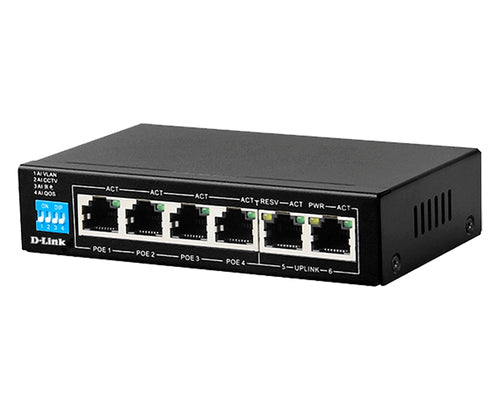 D-Link 6P 10/100Mbps POE Switch With 4 Long Reach POE Ports (60W )And 2 Uplink Ports