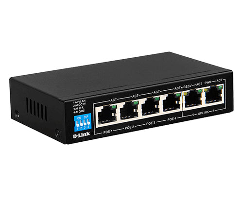 D-Link 6P 10/100Mbps POE Switch With 4 Long Reach POE Ports (60W )And 2 Uplink Ports