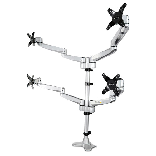 Startech Quad Monitor Desk Mount <30", <10Kg, Full Motion, H/Adj, Vesa, Silver, 10Yr