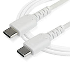 Startech 1M Usb-C 2.0 Cable, Durable, 60W Passthrough, White, Ltw