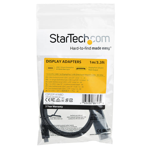 Startech Usb-C To Dp 1.4 Bi Directional Adapter Cable 1M