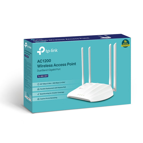 Tp-Link Ac1200 Dual-Band Wireless Access Point, Passive Gbe Poe, Mu-Mimo, Desktop, 3Yr