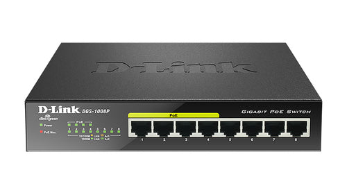 D-Link 8-Port Gigabit POE Unmanaged Switch With 60W POE Budget (Metal Housing)