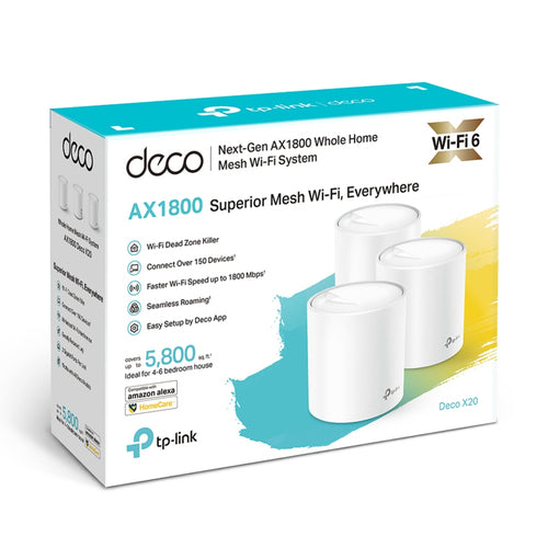 Tp-Link Deco Ax1800 Mesh Wi-Fi 6 Dual-Band System, Gbe(2) 3-Pack, 3Yr