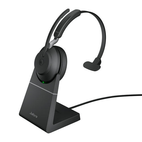 Jabra Wireless Evolve2 65 Ms Mono Bluetooth Headset W/Charging Stand + Link 390A Bt,Usb-A