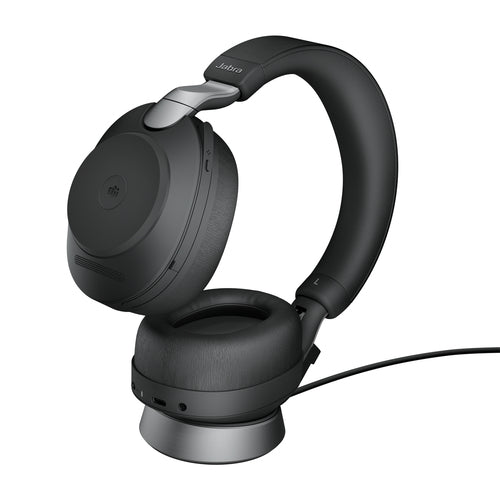 Jabra Wireless Evolve2 85 Ms Stereo Bluetooth Anc Headset W/Charging Stand + Link 390C Bt