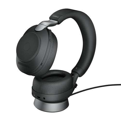 Jabra Wireless Evolve2 85 Uc Stereo Bluetooth Anc Headset W/ Charging Stand + Link 390A Bt