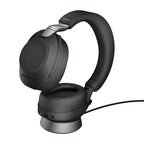 Jabra Wireless Evolve2 85 Uc Stereo Bluetooth Anc Headset W/ Charging Stand + Link 390A Bt
