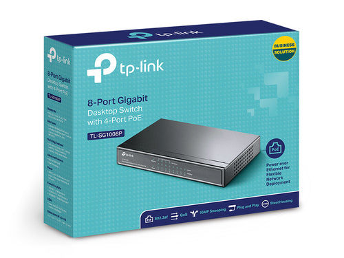 Tp-Link 8-Port Unmanaged Gigabit Desktop Switch, Poe+(4), 64W, Metal Case, 5Yr