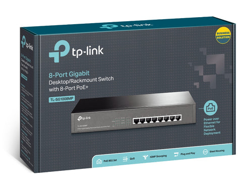 Tp-Link 8-Port Unmanaged Gigabit Desktop/Rackmount Switch, Poe+(8), 126W, Metal Case, 5Yr