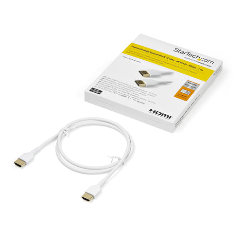 Startech 1M High Speed HDMI 2.0 Cable, M/M, 4K 60Hz, Ethernet, Rugged, White, Ltw
