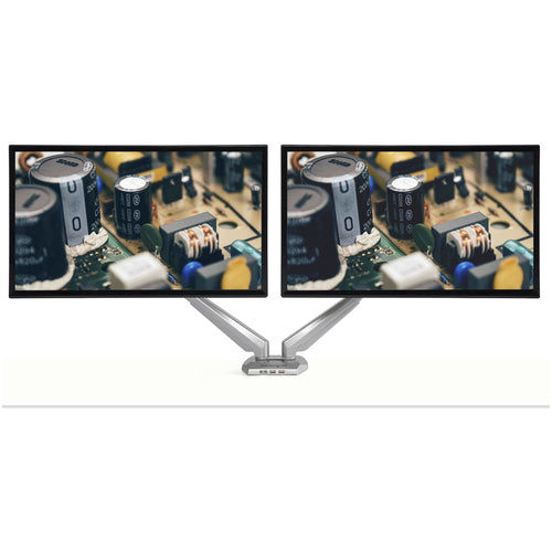 Startech Dual Monitor Desk Mount <32", <8Kg, Full Motion, Vesa, Silver, Usb, Audio, 2Yr