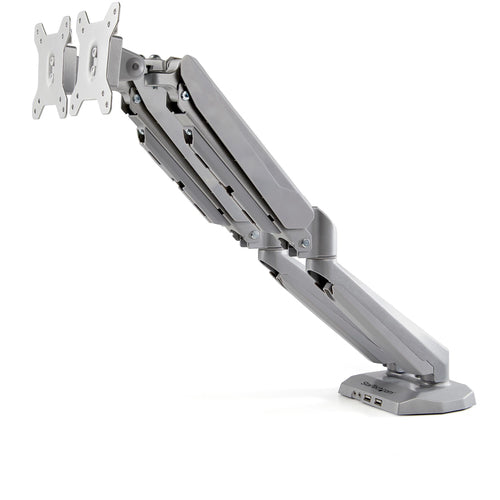 Startech Dual Monitor Desk Mount <32", <8Kg, Full Motion, Vesa, Silver, Usb, Audio, 2Yr