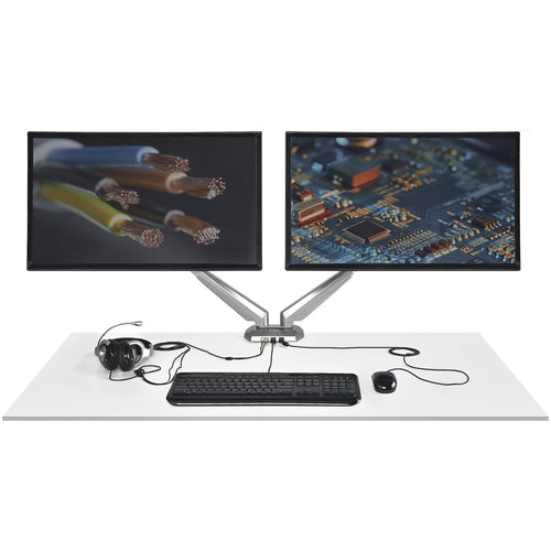 Startech Dual Monitor Desk Mount <32", <8Kg, Full Motion, Vesa, Silver, Usb, Audio, 2Yr