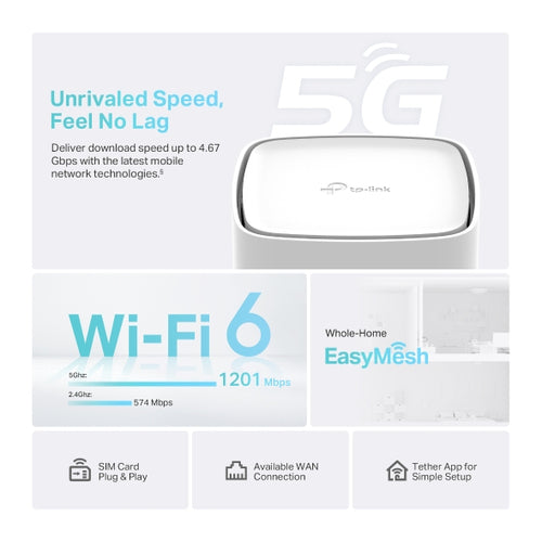 Tp-Link Ax1800 5G Wi-Fi 6 Dual-Band Gigabit Router, Easymesh, Gbe(3), 3Yr