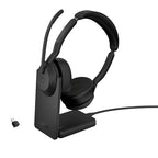 Jabra Wireless Evolve2 55 MS Stereo Bluetooth Anc Headset W/Charging Stand, Link390C, USB-C