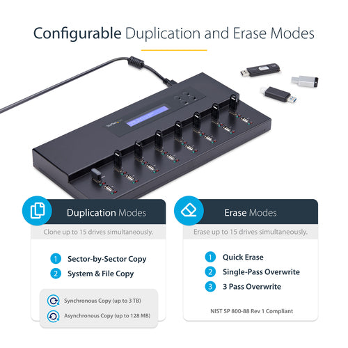 Startech Standalone 1 To 15 USB Thumb Drive Duplicator And Eraser, Multiple USB Flash Driv