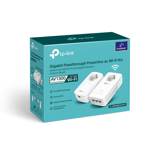 Tp-Link Av1300 Gigabit Passthrough Powerline AC Wi-Fi Starter Kit, Gbe(3), Easymesh, 3Yr