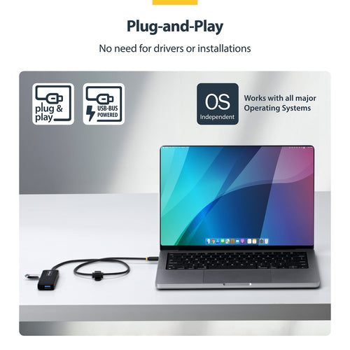 Startech 4-Port Usb-C Hub, 5Gbps, Usb-C To 4X Usb-A, Bus Powered, 2 Yr