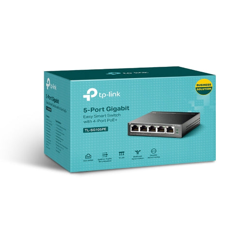 Tp-Link 5-Port Easy Smart Gigabit Switch, Poe+(4), 65W, Metal Case, 5Yr
