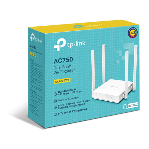 Tp-Link Archer Ac750 Dual-Band Router, 10/100 Lan(4), Wan(1), 3Yr
