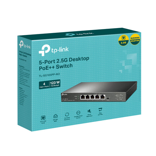 Tp-Link 5-Port Unmanaged 2.5G Switch, Poe++(4), 123W, Metal Case, 5Yr