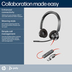 HP Poly Blackwire 3320, Ms, Stereo, Corded Headset, Including Usb-A Adaptor