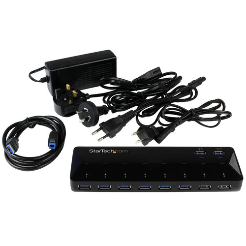 Startech 10 Port USB 3.0 Hub W/ Charge And Sync Ports 2 X 1.5A Ports 2Yr