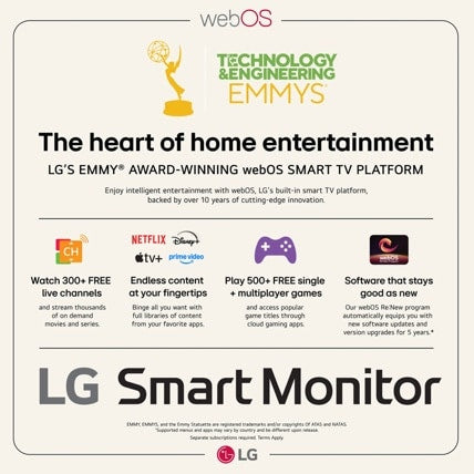 LG 27" (16:9) Uhd Ips, Hdmi(2), Usb-C(65W), Webos, Spkr, Tilt, Vesa, 3Yr