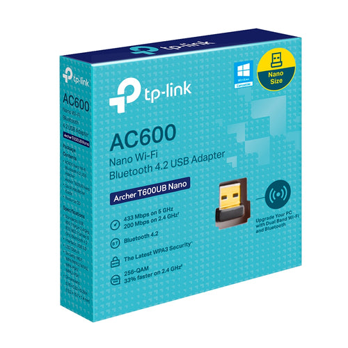 Tp-Link Archer Ac600 Bluetooth Wi-Fi Dual-Band Nano USB Adapter, 3Yr