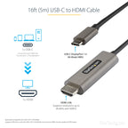 Startech 16.4Ft (5M) USB C To HDMI Cable 4K 60Hz W/ Hdr10 - Ultra Hd USB Type-C To 4K HDMI