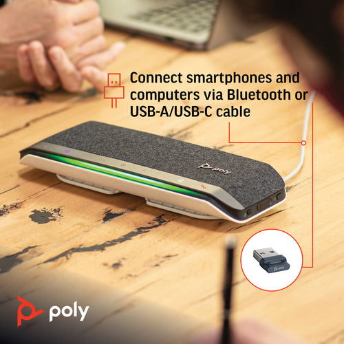 HP Poly Sync 40+ Ms Smart Speakerphone,Bluetooth + Usb-A + Usb-C + Usb-A Bt600 Dongle (Ms)