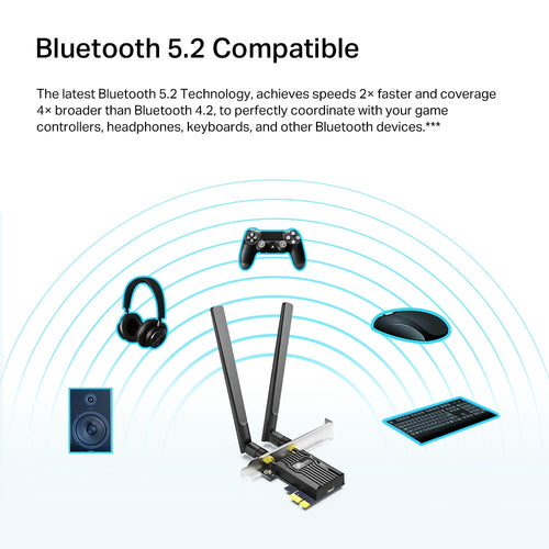 Tp-Link Archer Ax1800 Bluetooth 5.2 Wi-Fi 6 Dual-Band Pcie Adapter, 3Yr
