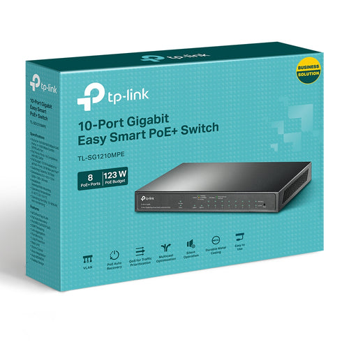 Tp-Link 10-Port Easy Smart Gigabit Switch, Poe+(8), Sfp (1) 123W, Metal Case, 5Yr